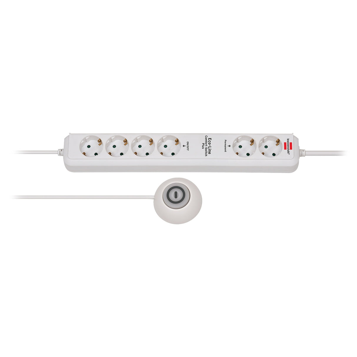 Brennerstuhl eco-line maitinimo juostos komforto jungiklis plius el csp 24 6 krypčių baltas 1,5 m h05vv-f 3g1,5 2 nuolatiniai, 4 perjungiami išoriniai kojiniai jungikliai