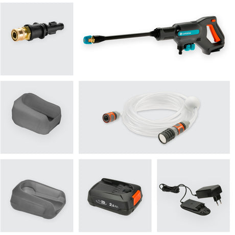 Gardena aquaclean 24 18v p4a - batteri høytrykkspyler - 24 bar - inkl. batteri og lader