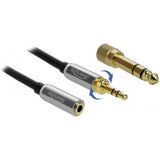 Delock stereo jack 3,5 mm 3-kolíkový samec > samica predlžovací kábel (čierny, 0,5 metra)