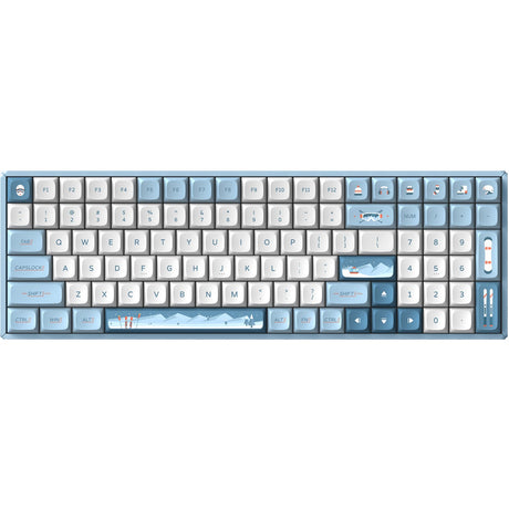 Iqunix f97 Wintertide Wireless Mechanical Keyboard, gaming keyboard (light blue, US layout, Cherry MX Silent Red, RGB LEDs, 96%, hot-swappable, PBT, 2.4ghz | Bluetooth 5.1 | USB-C)