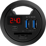 Icy Box IB-HUB1404 USB hub (black, incl. USB-C, SD and microSD card reader and charging function)