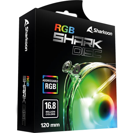 Sharkoon shark disc rgb ventilateur de boîtier (transparent, 120 x 120 x 25 mm)