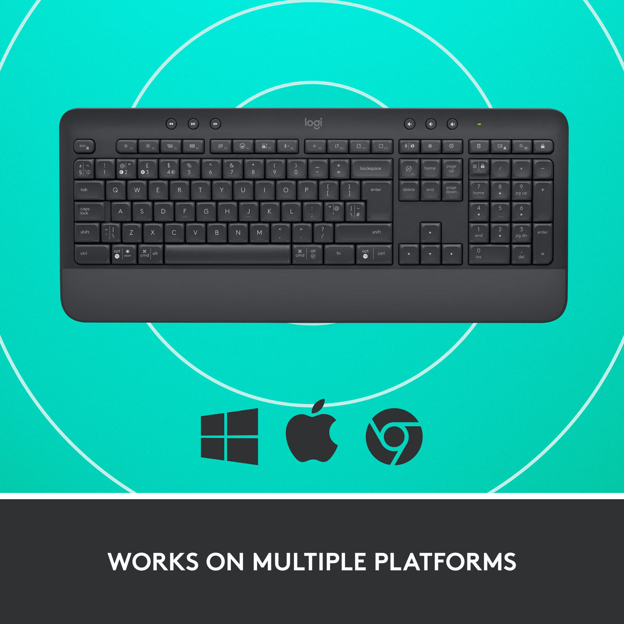 Bezdrátová komfortní klávesnice Logitech signature k650 (grafit, americké mezinárodní rozložení (qwerty), 100 %)