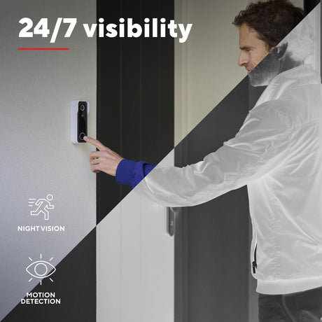 Trust draadloze video deurbel - doorcam-3000 - accu oplaadbaar met usb-c - 2k 3mp - geen abonnementskosten - inclusief chime - deurbel met camera - wit