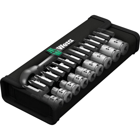 Wera 8100 SA 7 Zyklop Metal Ratchet Set Push-Through Square 1/4 Tool Set (28-Piece)