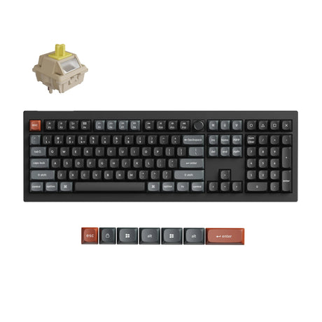 Keychron V6 Ultra 8K Wireless Custom Mechanical Keyboard (Black, US Layout (QWERTY), Silk POM Banana, 100%, RGB, Hot Swap, 2.4 GHz | Bluetooth 5.3 | USB-C)