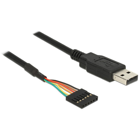 Delock átalakító USB 2.0 dugasz > TTL 6 tűs tűs fejléc anyakábel (fekete, 1,8 méter)