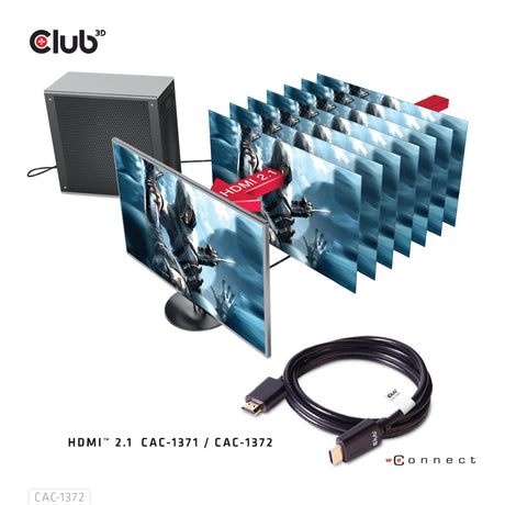 Club 3D ultra high speed HDMI 2.1 certified cable male-male (black, 2 meters, 4K 120Hz, 8K 60Hz, 48Gbps)