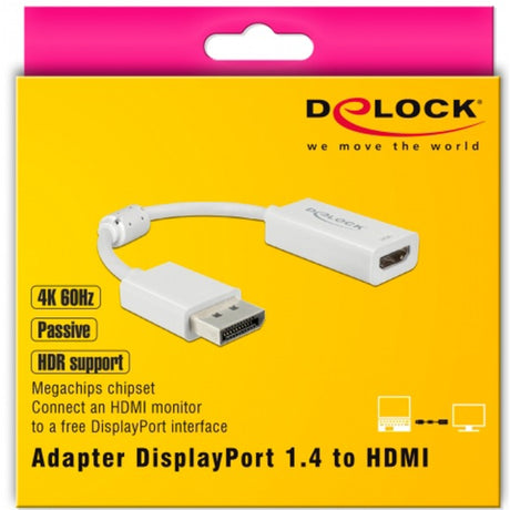 Delock displayport 1.4 > hdmi adapter (fehér, 0,1 méter, 4k)