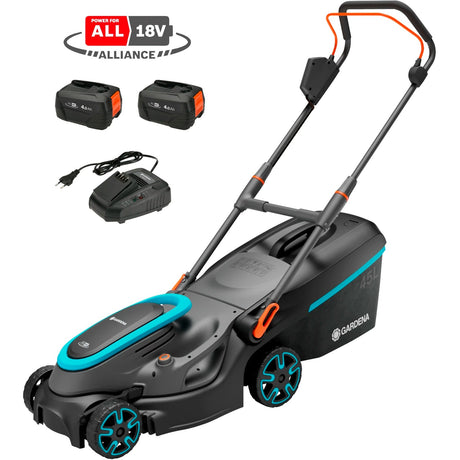 Gardena akumuliatorinė vejapjovė powermax 37 36v p4a komplektas