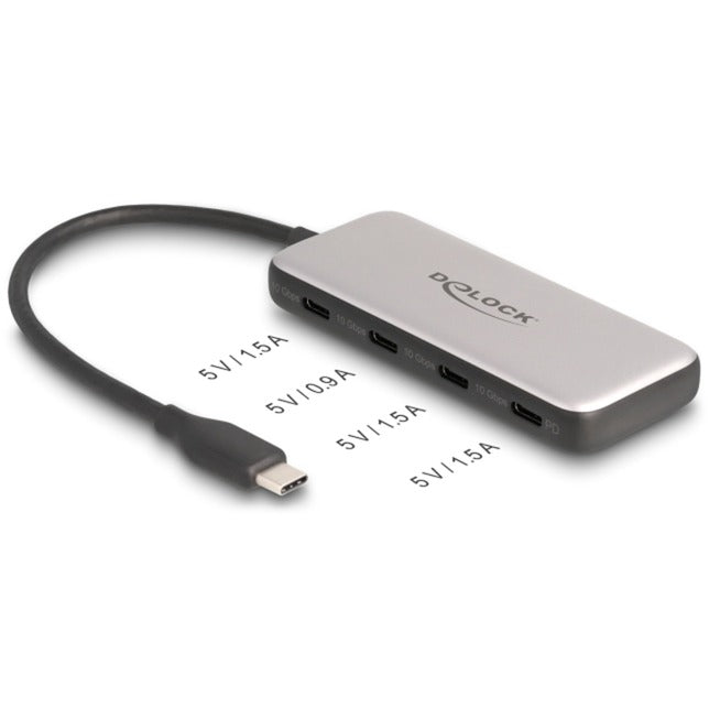 Delock 4portový USB-C + PD 85W USB hub (šedý)