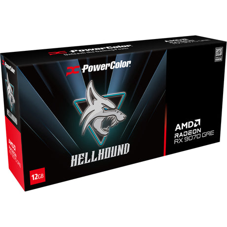 Karta graficzna Powercolor Radeon RX 9070 Gre Hellhound 12 GB GDDR6 (czarna, RDNA4, 3x Display Port, 1x HDMI 2.1)