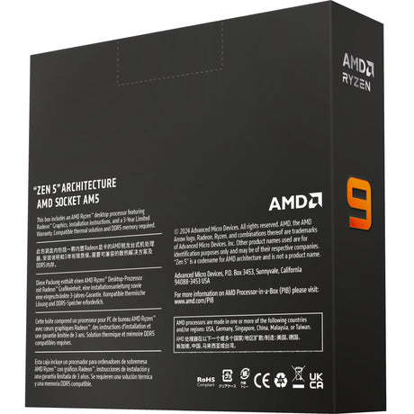 Procesor AMD Ryzen 9 9900x, 4,4 GHz (5,6 GHz Turbo Boost) z gniazdem AM5 (odblokowany, w pudełku)