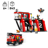 Corpo de bombeiros e caminhão de bombeiros da cidade de Lego - 60414