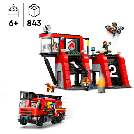 Corpo de bombeiros e caminhão de bombeiros da cidade de Lego - 60414