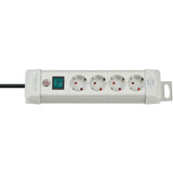 Brennerstuhl premium-line 4-way power strip with switch 1955540100 power strip (light gray)