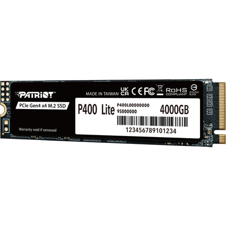 Patriot P400 Lite 4TB SSD (Black/White, P400LP4KGM28H, PCIe 4.0 x4, NVMe 1.4, M.2 2280)