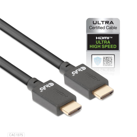 Club 3d ultra high speed hdmi 2.1 gecertificeerde kabel male-male (zwart, 5 meter, 4k 120hz, 8k 60hz, 48gbps)