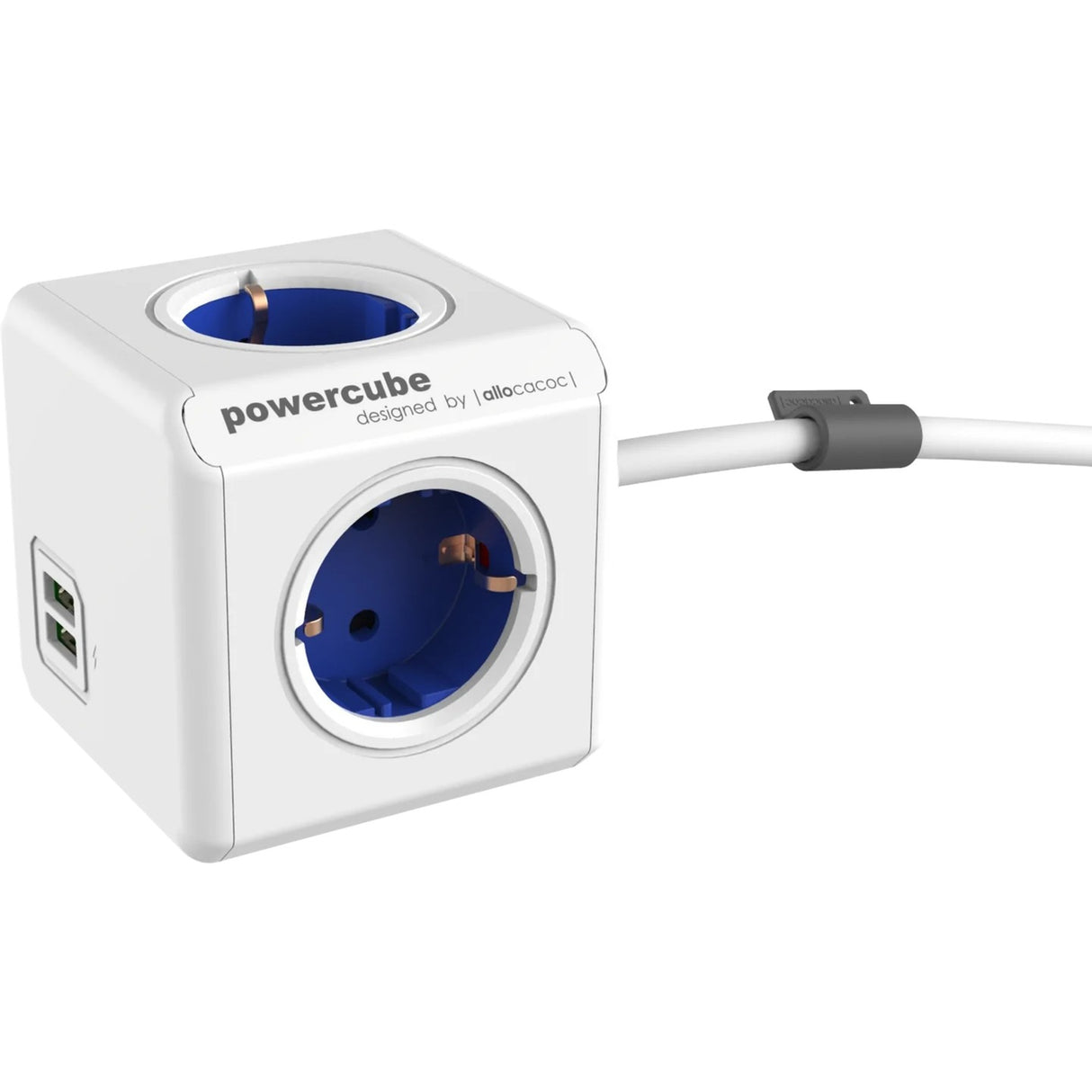 Allocacoc PowerCube | Extended USB | Power Strip (White Grey)