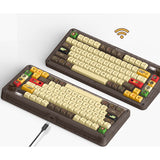 Bezdrátová mechanická klávesnice Iqunix zx75 happy ape (hnědá, rozložení us (qwerty), ttc holy panda, 75 %, rgb led, vyměnitelná za provozu, double-shot pbt, 2,4 GHz | bluetooth 5.1 | usb-c)