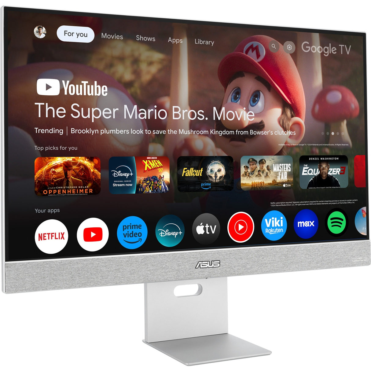 Asus zenscreen smart ms27uc 27 4k uhd monitor (grijs, displayport, hdmi, usb-c, audio, wlan, android 11)
