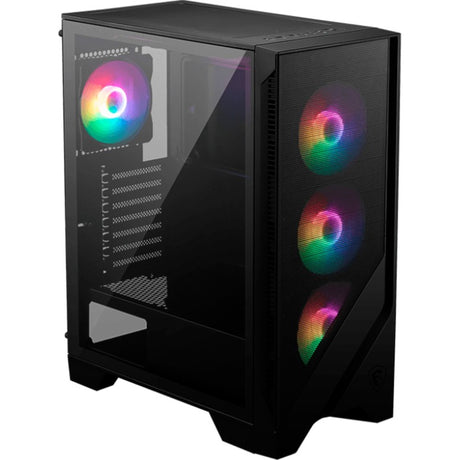 MSI Mag Forge 120A Airflow Midi Tower korpusas (juodas | 2x USB-A | RGB | grūdintas stiklas)