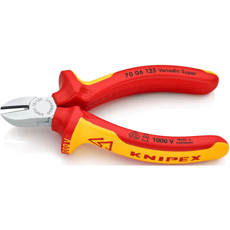 Knipex side cutting pliers chrome-plated insulated with multi-component handles, VDE-tested 125 mm - 7006125