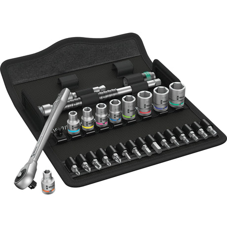 Wera 8100 SA 10 Zyklop Metal Ratchet Set with Push-Through Square, 1/4" Drive, Imperial, 28-piece - 1 pc(s) - 05004020001