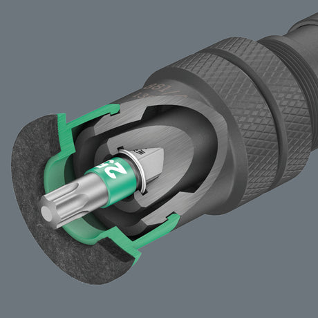 Wera 881/4/1 SB depth stop with variable screw depth adjustment, 1/4" x 95 mm bit (black/green)