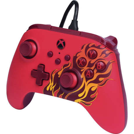 Kontroler Powera Advantage z kablem do serii Xbox x|s - red fire (czerwony, xbox series x|s, xbox one, PC)