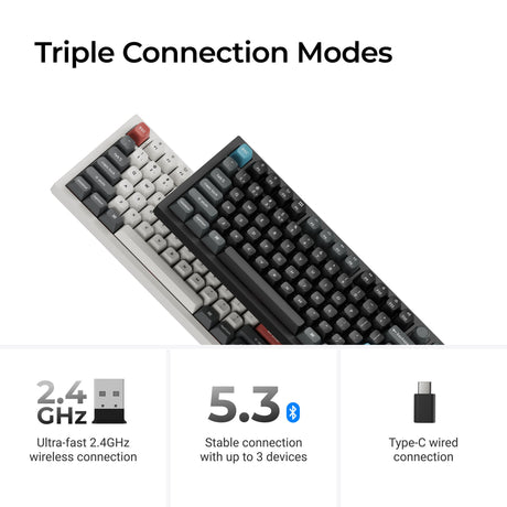 Keychron q3 ultra-m4 8k wireless custom mechanical keyboard (black, US layout (QWERTY), silk pom banana, 80% (TKL) , RGB, hot swap, 8k, 2.4 ghz | bluetooth 5.2 | usb-c)