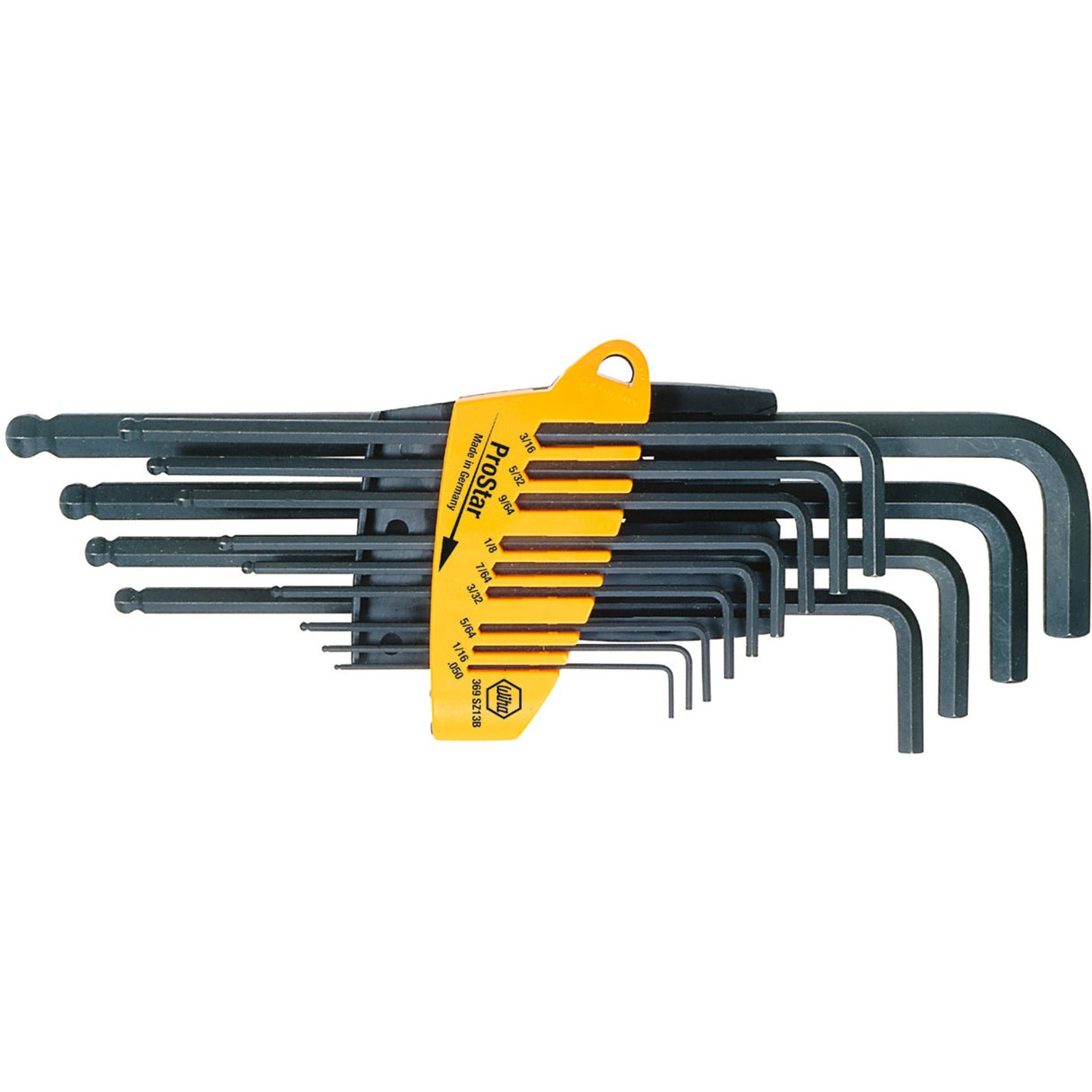Wiha hex key set in ProStar holder (black, 14-piece, hex ball end, chemically blackened, inch version)