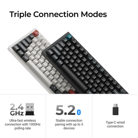 Keychron Q6 Ultra-P1 8K Wireless Custom Mechanical Keyboard (White, US Layout (QWERTY), Silk POM Red, 100%, RGB, Hot-swappable, 8K, 2.4 GHz Bluetooth 5.2 USB-C)