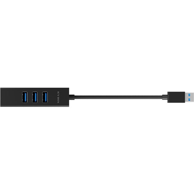 ICY BOX IB-HUB1419-LAN USB-Hub (Black, 3x USB-A 3.2 (5 Gbit/s), 1x LAN)
