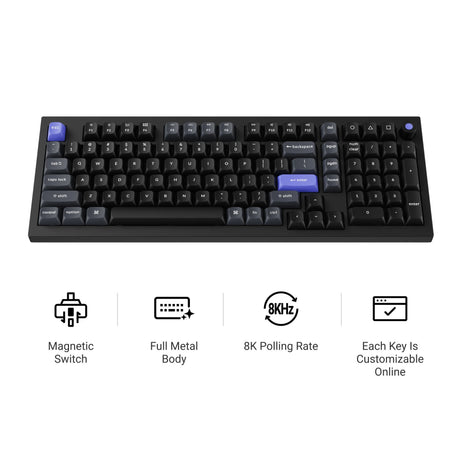 Keychron Q5 HE 8K Magnetic Switch Keyboard (black, US layout (QWERTY), ultra-fast lime, 96%, RGB LEDs, OSA double-shot PBT, hot-swap, knob)