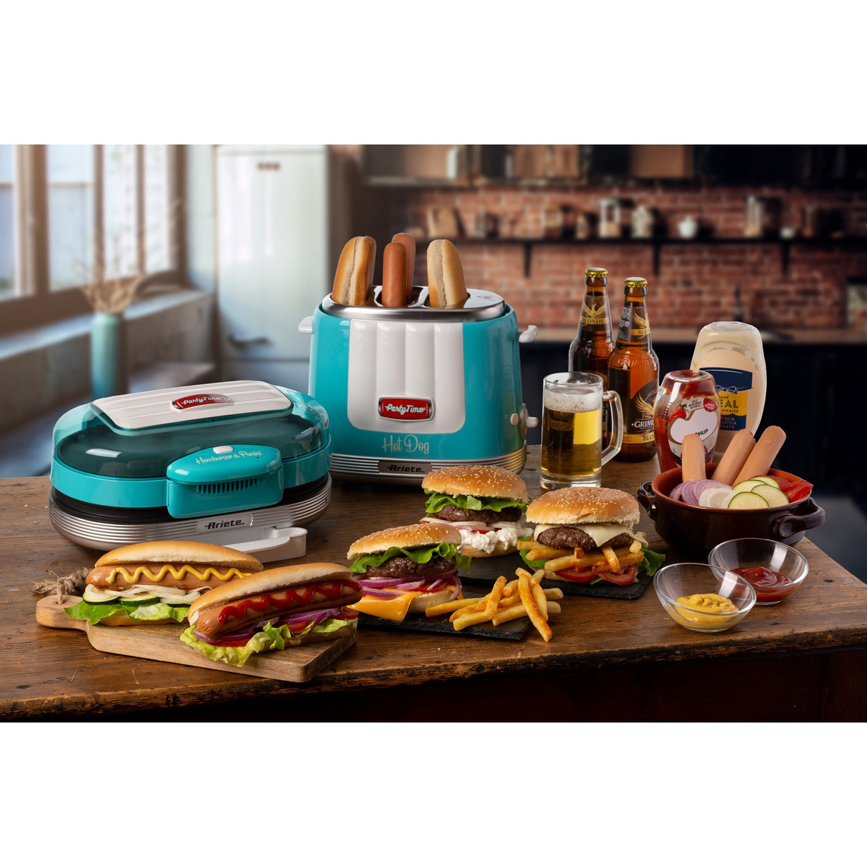 Ariete Party Time Hamburger Maker 0205 01 Electric Grill Plate (light blue white)