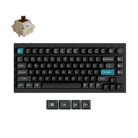 Keychron q1 ultra-m3 8k wireless custom mechanical keyboard (black, US layout (qwerty), silk pom brown, 75%, rgb, hot swap, 8k, 2.4 ghz | bluetooth 5.2 | usb-c)