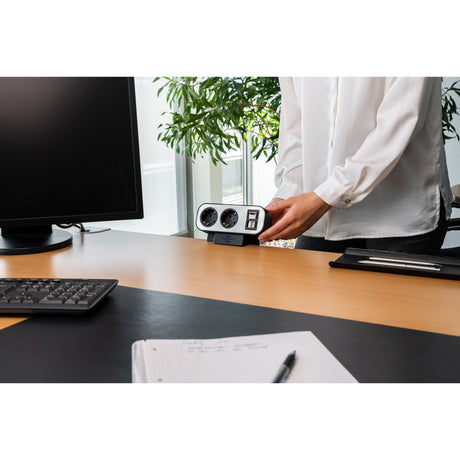 Brennerstuhl estilo Duplex Socket mat Schalter Socket (schwaarz Sëlwer, 2x Slot fir Keystone Moduler)