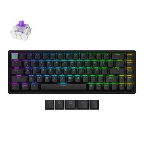 Keychron k6 he-j1 rgb mechaninė klaviatūra (juoda, us išdėstymas (qwerty), gateron dvigubo bėgio magnetinis ūkas, 65%, rgb šviesos diodai, vyšninis dvigubas pbt, karštasis keitimas, usb-c | 2,4 GHz | bluetooth 5.1)
