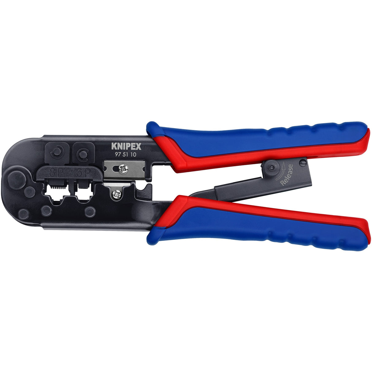 Knipex crimping pliers 97 51 10 sb (blue red, RJ-11 12 and RJ-45 plug)