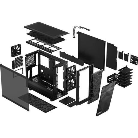 Fractal design meshify 2 lys herdet glass midi tårnhus (svart | 2x USB-A | 1x USB-C | vindu)