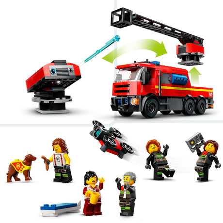 Corpo de bombeiros e caminhão de bombeiros da cidade de Lego - 60414