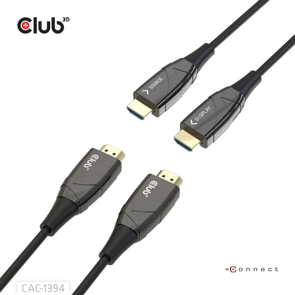Club 3d hdmi hybrid aoc cable 8k60hz 4k120hz, 100 m cable (black)