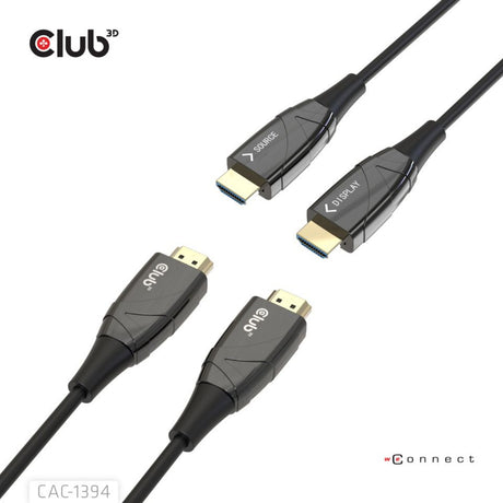 Club 3d hdmi hybrid aoc cable 8k60hz 4k120hz, 100 m cable (black)
