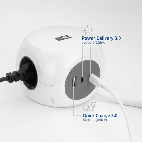 „Active Connectivity Act“ maitinimo juostos kubas su 3 lizdais, 30 W maitinimo tiekimo USB-C prievadais, kabelio ilgis 1,5 m ac2425