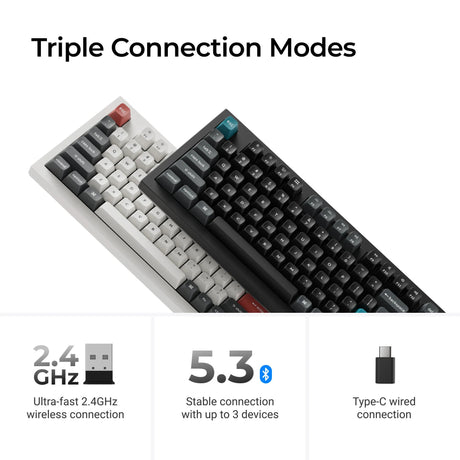 Keychron Q5 Ultra-M3 8K Wireless Custom Mechanical Keyboard (White, US Layout (QWERTY), Silk POM Red, 96%, RGB, Hot Swap, 8K, 2.4 GHz | Bluetooth 5.2 | USB-C)