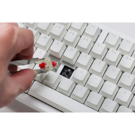 Ducky zero 6108 pure white rgb mechanická herní klávesnice (bílá, us layout (qwerty), cherry mx2a red, 100%, rgb led, double-shot pbt, hot swap, 2,4ghz | bluetooth | usb-c)