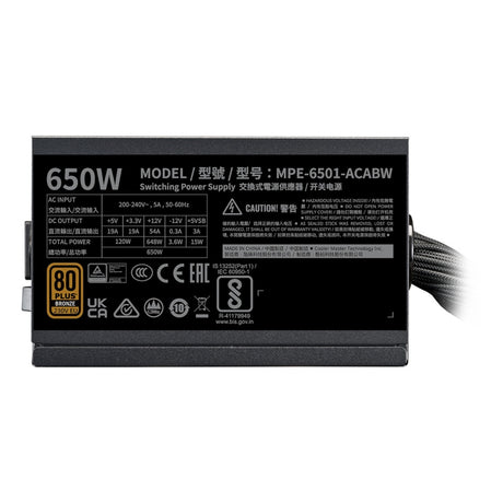 Cooler master mwe 650 bronze v3 650 watt power supply (black, 4x pcie)