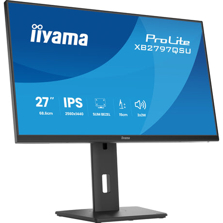 Iiyama prolite xb2797qsu-b1 27 monitor (zwart (mat), hdmi, displayport, usb, audio)