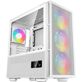 Tithíocht túir midi digiteach Deepcool ch560 (bán | 1x USB-A | 1x USB-C | RGB | gloine tempered)
